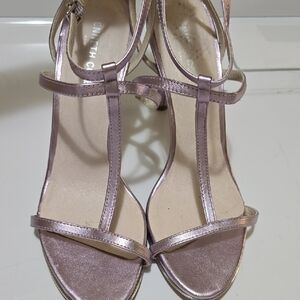 Kenneth Cole Silver Stiletto Heels with Ankle Straps